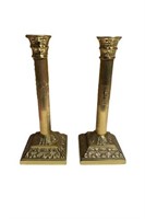 CONTEMPORARY GILT BRASS CANDLESTICKS