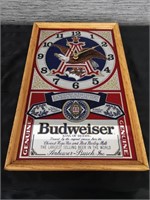 Framed Budweiser Mirror Clock
