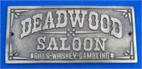 Solid Brass Deadwood Saloon Sign 3 1/2 X 7 1/2"