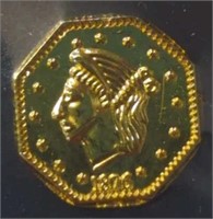 1876 one quarter California gold token
