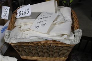 Basket of (32) New Blank Dish Towels