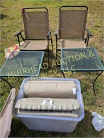 PATIO TABLES, CHAIRS, CUSHIONS