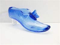 Blue Glass Shoe 7"