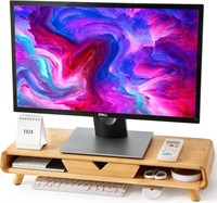New $70 Monitor Stand Riser with Drawer, Bamboo