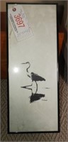 Framed print of heron signed D.H Connell and
