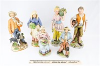 Set of 6 - Bisque Figurines (12" to 8")