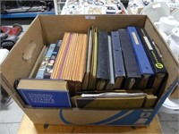 BOX - 9 STAMP ALBUMS, GUIDEBOOKS