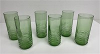 6 MCM sea moss green ribbed tumblers 1970s