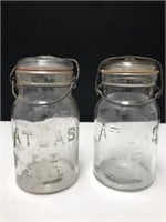 2 Atlas E-Z Seal Mason Jars Glass top