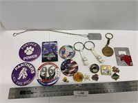 Vintage Buttons & Keychains etc