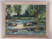 Sullivan, River Rapids Landscape, Oil 1961