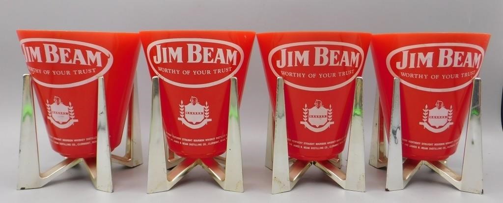 4 Mid Century Modern Jim Beam Advertising Cups