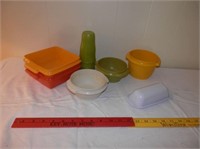 9-asst Primary Colored Tupperware w/out lids