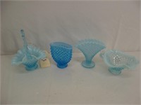 Lot (4) Fenton Hobnail Glassware Items