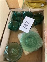 Blue / Green Tea Cups & Saucer