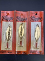 (3) Mepps #1 gold Spoon Lures