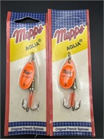 (2) Mepps #3 neon orange Aglia Spinner Lures