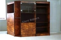 Vintage Art Decor Corner Burl Wood Display Cabinet