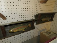 PAIR OF CARVED WOOD FISH WALL SHELVES