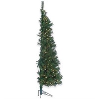 7-Foot Pre-Lit Tiffany Pine Wall Christmas Tree