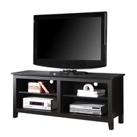 58" Simple Wood TV Stand Media Console in Black