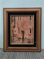 Original Oil Painting of Building on Canvas
