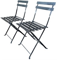 Metal Folding Bistro Chairs, Set of 2