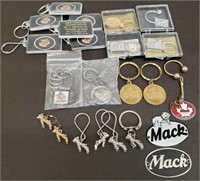 Lot of Vintage Mack Bulldog Key Chains, Name