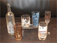 5 Souvenir Glasses & Glass Bottle Biltmore Estates