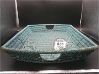 Large blue woven tray 21.5” long 16” wide