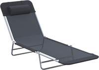 Outsunny Folding Chaise Lounge  Black  Steel  Mesh