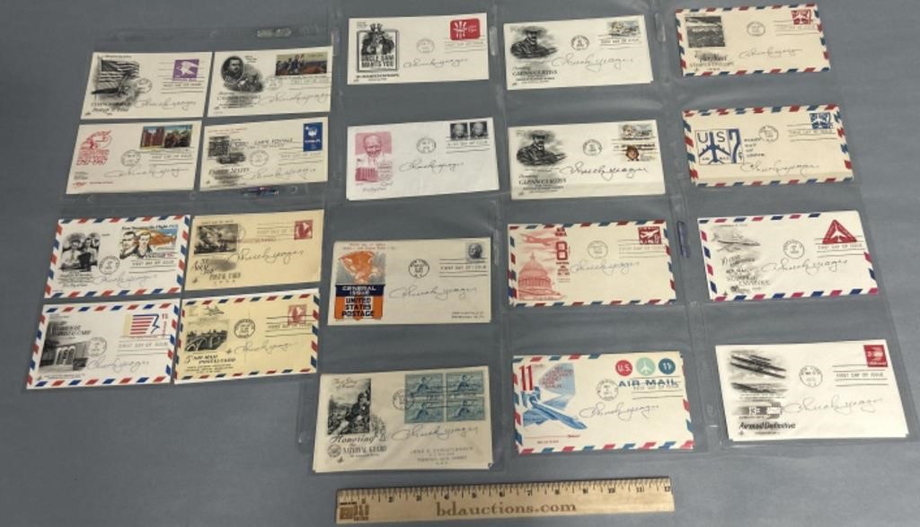 35 Chuck Yeager Signed 1st Day Covers Lot