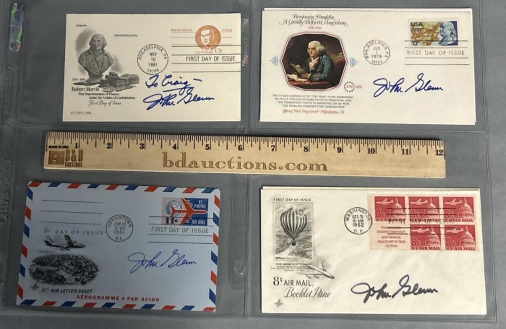 6 John Glenn Signed 1st Day Covers Lot Collection