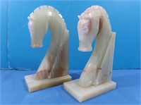 Pair of Hand Carved Onyx Horse Bookends