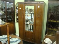 1920's mirror front mahogany wardrobe less base.