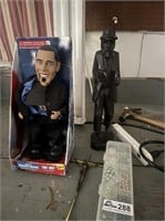 Obama doll, wooden statue, light, misc. beads