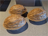 3 walnut bowls with lids