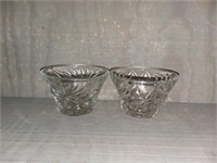 2 Candle Holders; Cut Glass
