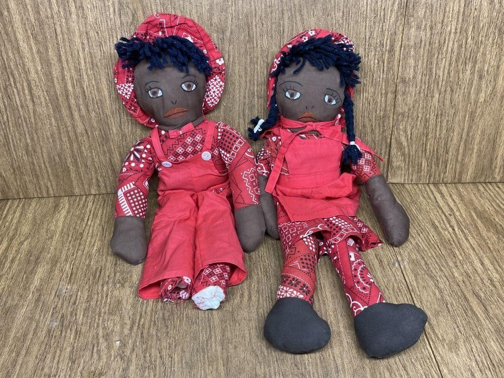 Pair of Black Americana Rag Dolls