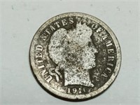 OF) 1911 Silver Barber Dime