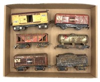 (6) MARX Toys Tin Litho Train Cars (O Gauge)
