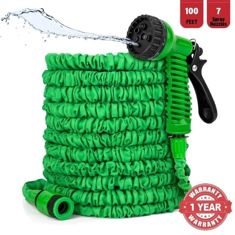 WF5008  PortableOut 100ft Water Hose 7 Spray Nozz