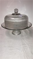 Glass pedestal cake plate 12-1/2’’ wide with dome
