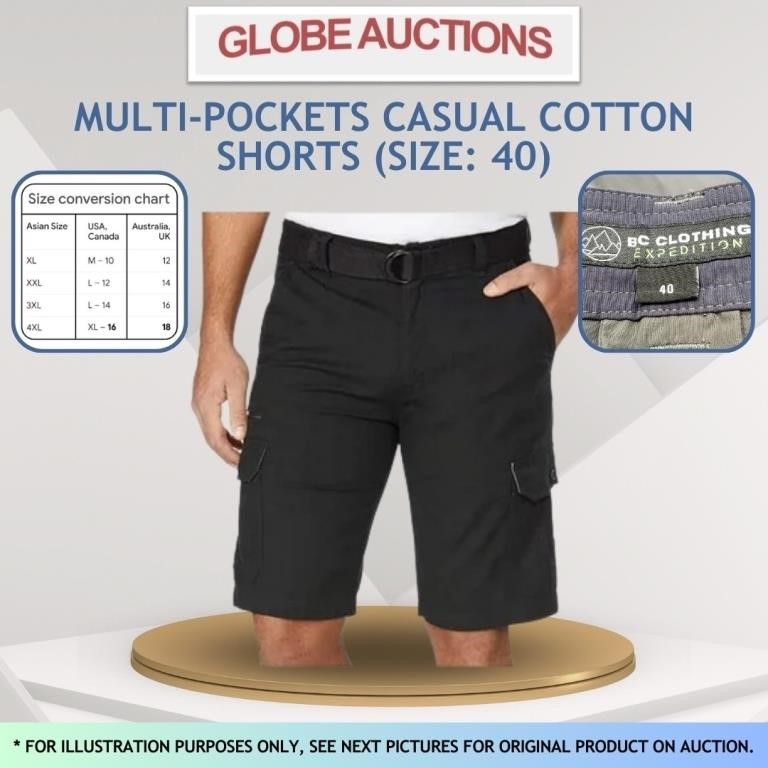 NEW MULTI-POCKETS CASUAL COTTON SHORTS (SIZE: 40)