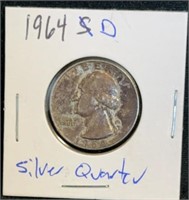 1964D silver quarter