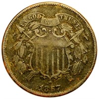 1867 Two Cent Piece ABOUT UNCIRCULATED