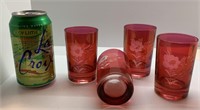 (4) Cranberry Juice Tumbler Glasses