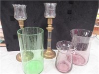 Various Glass Candle holders (lot of 5)