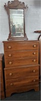 1950s Maple Dresser With Mirror 83 in. Tall
