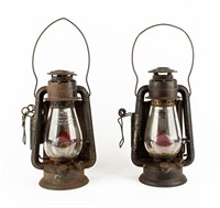 Antique Pair Dietz Junior Wagon Lanterns